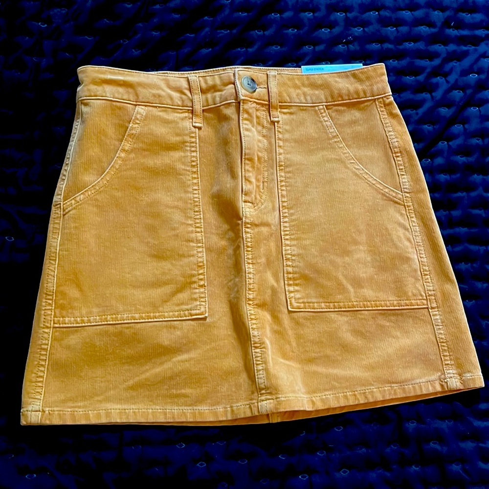 American Eagle yellow corduroy a-line hi rise skirt - 2